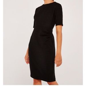 APRICOT Dress Boucle Ruched Side Fitted Black NWT